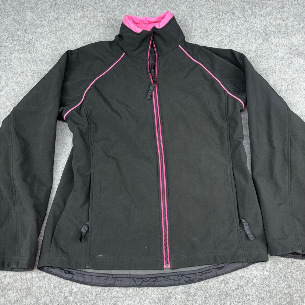 Walls Softshell Jacket Womens Small Black Pink Ranch Wear Fleece Lined Full Zip